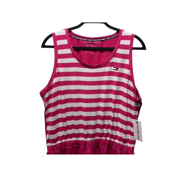 Tommy Hilfiger Sport Womens Striped Colorblock T-Shirt Dress Size L Pink - Picture 6 of 9